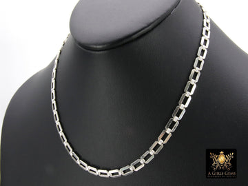925 Sterling Silver Chuncky Paperclip Rectangle Link Chain Necklace